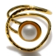 Handmade sterling silver ring Eight-Ring-RG-00720 with gold plating and semi-precious stones (pearls)
