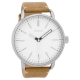 OOZOO Timepieces C9631 gents watch XL with silver metallic frame and camel leather strap