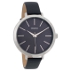 OOZOO Timepieces C9671 ladies watch with silver metallic frame and dark blue leather strap