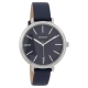 OOZOO Timepieces C9699 ladies watch with silver metallic frame and dark blue leather strap