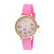 Loisir Watch 11L75-00309 Butterfly with gold metallic case and fuchsia silicon strap