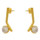 Handmade sterling silver earrings Evrima with gold plating and precious stones (white agate) ENG-KE-2232