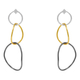 Handmade sterling silver earrings Evrima long with silver, black and gold plating ENG-TE-2326