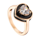 Loisir δαχτυλίδι 04L15-00430 καρδιά από ροζ χρυσό ορείχαλκο με ημιπολύτιμες πέτρες (κρύσταλλοι quartz και σμάλτο)