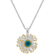 Handmade sterling silver necklace Evrima with platinum and gold plating and precious stones (zirconia) ENG-KM-2003-W