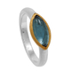 Handmade sterling silver ring Evrima with platinum and gold plating and precious stones (aquamarine) ENG-TR-2323